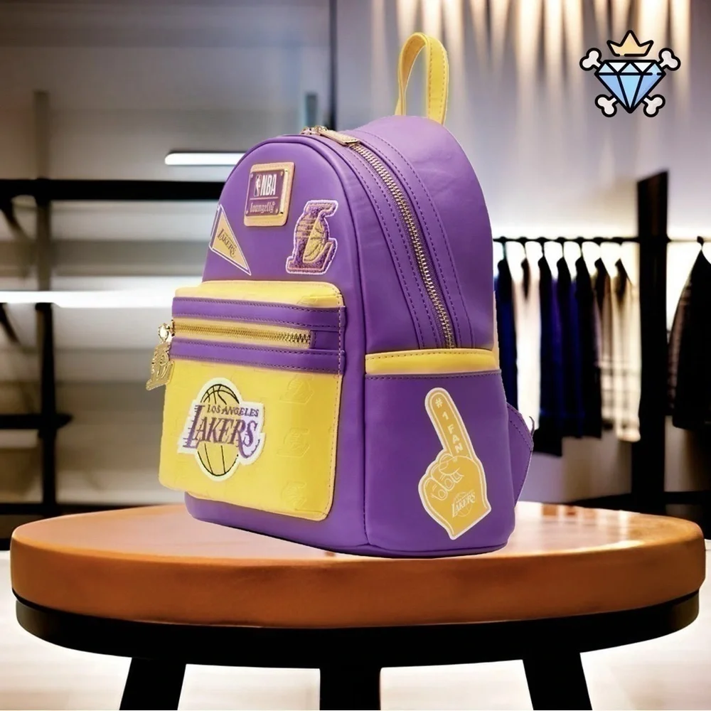 LOUNGEFLY NBA LA LAKERS PATCH ICONS MINI BACKPACK UNISEX STREETWEAR